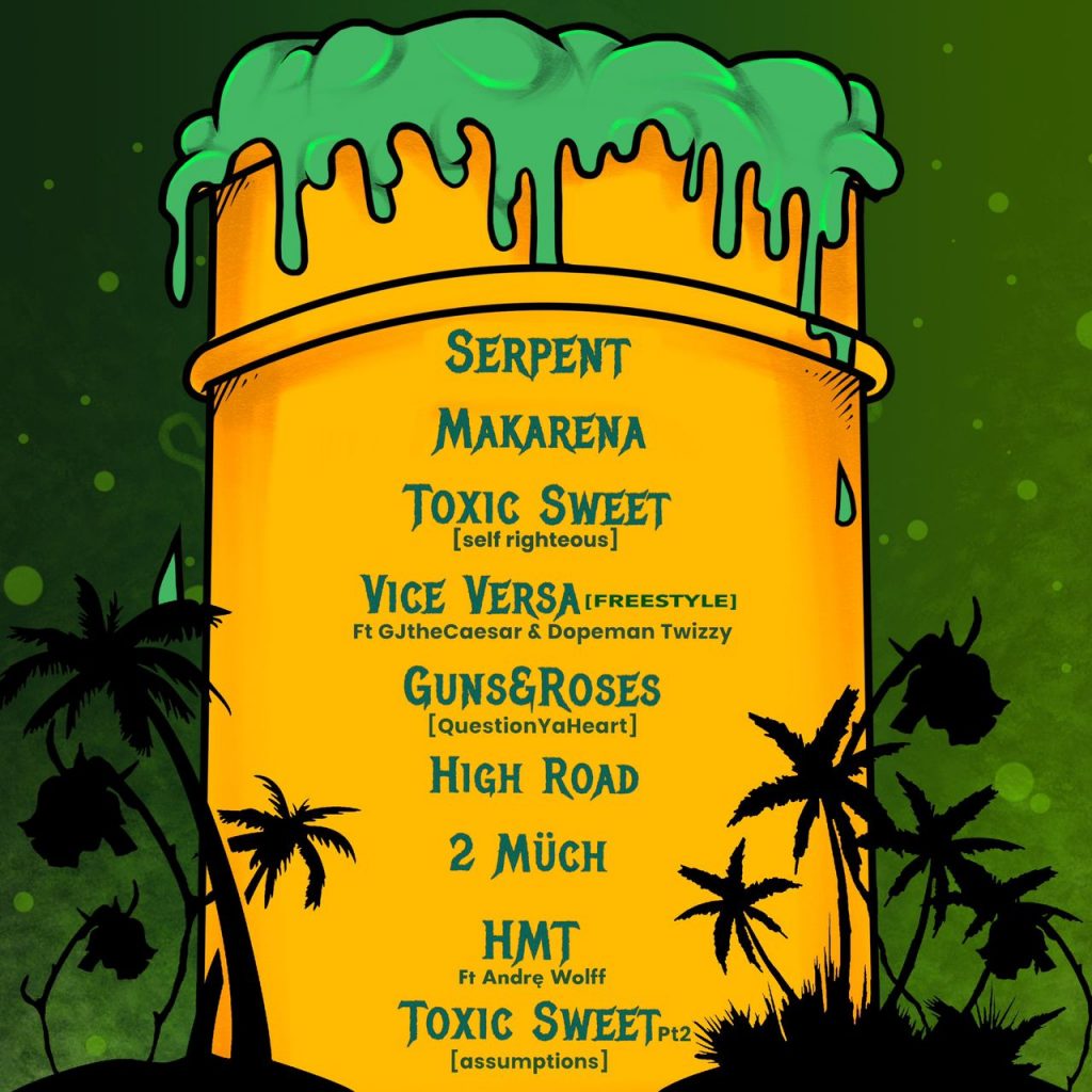 Ayüü's 'Toxic Sweet' track list.