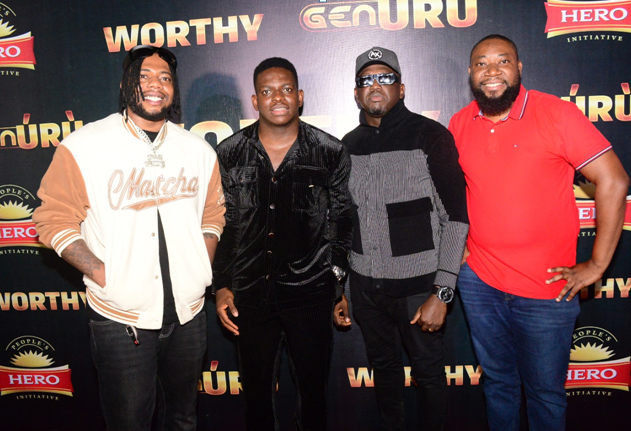 L-R: Rising artiste, Dandizzy; Marketing Manager, Hero Lager, Dubem Orji; Rapper & Hero Lager Brand Ambassador, IllBliss, and Marketing Director, International Breweries Plc, Bamise Oyegbami