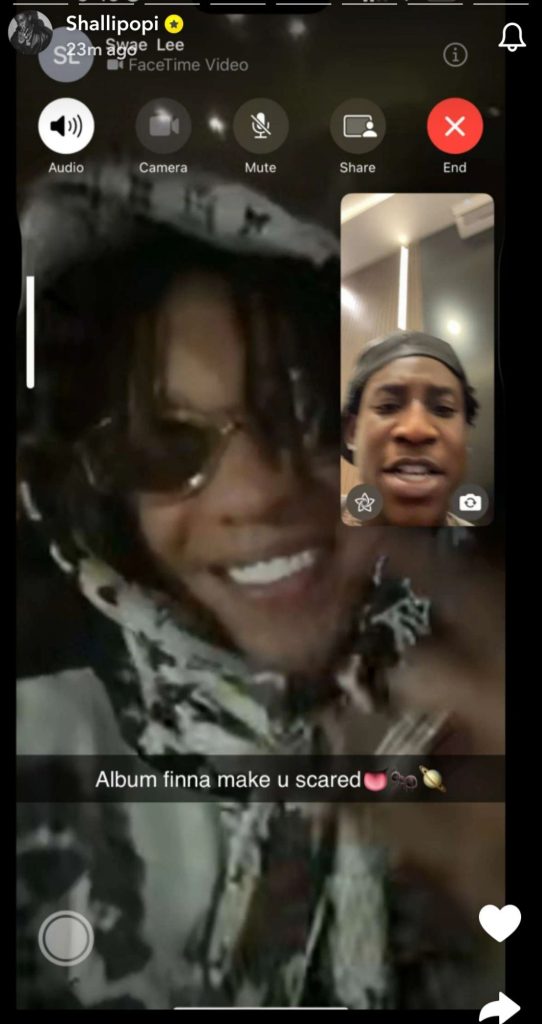 Screen grab of the FaceTime call between Shallipopi and Swae Lee 