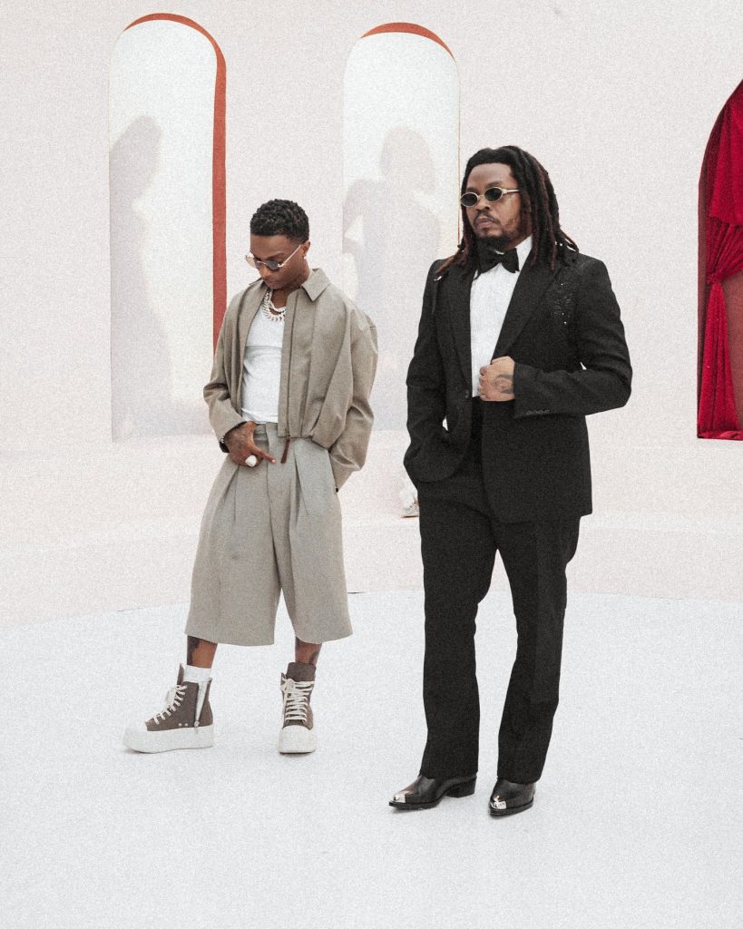 Wizkid (left) and Olamide (right) on the set of Kai.